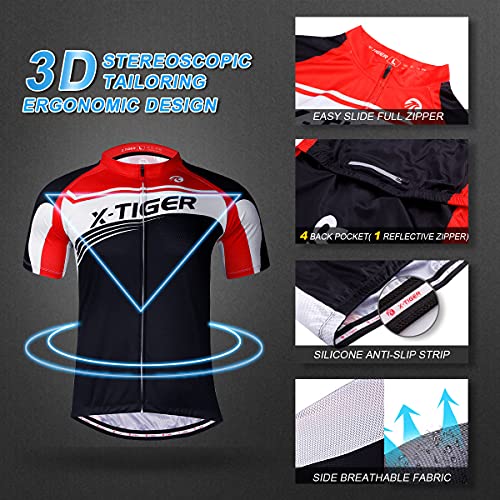 X-TIGER Hombres de Bicicleta con 5D Gel Acolchado MTB Ciclismo Tirantes Culotte Pantalones Cortos Culotes (#6, XL(CN)=L(EU))