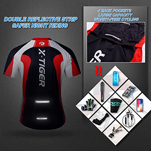 X-TIGER Hombres de Bicicleta con 5D Gel Acolchado MTB Ciclismo Tirantes Culotte Pantalones Cortos Culotes (#6, XL(CN)=L(EU))