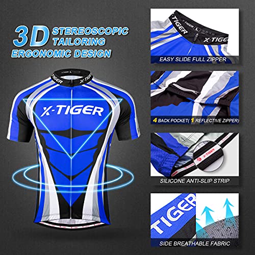 X-TIGER Hombres de Bicicleta con 5D Gel Acolchado MTB Ciclismo Tirantes Culotte Pantalones Cortos Culotes (#8, L(CN)=M(EU))