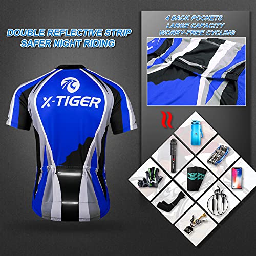 X-TIGER Hombres de Bicicleta con 5D Gel Acolchado MTB Ciclismo Tirantes Culotte Pantalones Cortos Culotes (#8, L(CN)=M(EU))