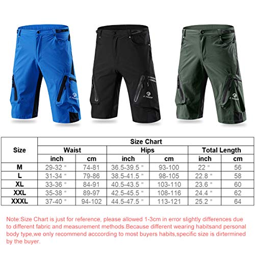 X-TIGER Pantalones Cortos de Ciclo Holgados de Hombres, Transpirables Sueltos, para MTB de los Deportes al Aire Libre (XXXL, Verde del ejército)