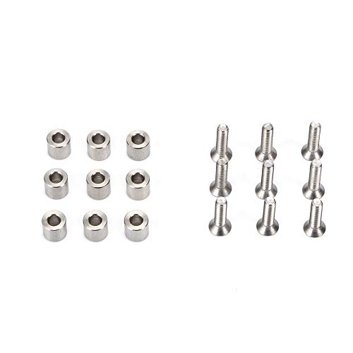 XBaofu 1set / 9pcs 6x6x3mm Aluminio 9pcs Espaciador con Tornillos M3 y Llave como Regalo for la Prusa MK3 climatizada Cama 6x6x3t Espaciador