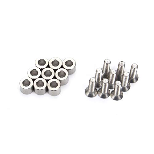 XBaofu 1set / 9pcs 6x6x3mm Aluminio 9pcs Espaciador con Tornillos M3 y Llave como Regalo for la Prusa MK3 climatizada Cama 6x6x3t Espaciador