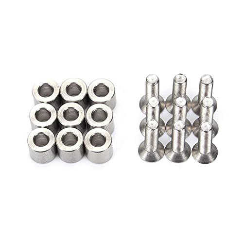 XBaofu 1set / 9pcs 6x6x3mm Aluminio 9pcs Espaciador con Tornillos M3 y Llave como Regalo for la Prusa MK3 climatizada Cama 6x6x3t Espaciador