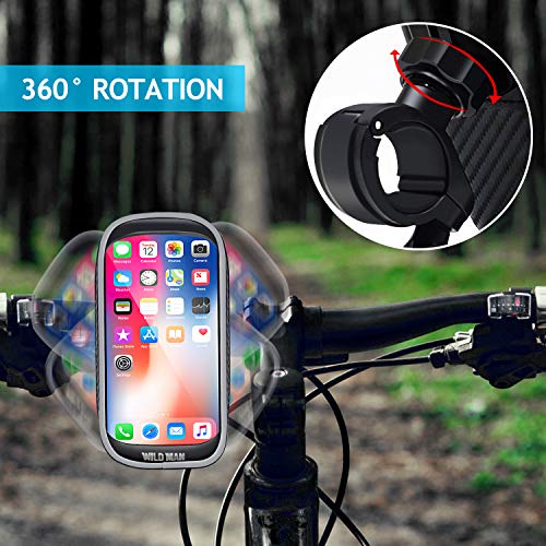 XBoze Soporte Movil Bicicleta Impermeable 360 Grados Rotación Soporte Movil para Moto con Pantalla Táctil Soporte Telefono para Bicicleta para iPhone X/8 Plus/Samsung S9 (6,3 Pulgadas) (Negro)