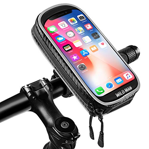 XBoze Soporte Movil Bicicleta Impermeable 360 Grados Rotación Soporte Movil para Moto con Pantalla Táctil Soporte Telefono para Bicicleta para iPhone X/8 Plus/Samsung S9 (6,3 Pulgadas) (Negro)