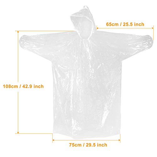 XCOZU Poncho para Lluvia Impermeable, Poncho Chubasquero desechable de Emergencia para Adultos con Capucha con cordón, Festivales, Camping, Parques temáticos, Actividades al Aire Libre (Paquete de 5)