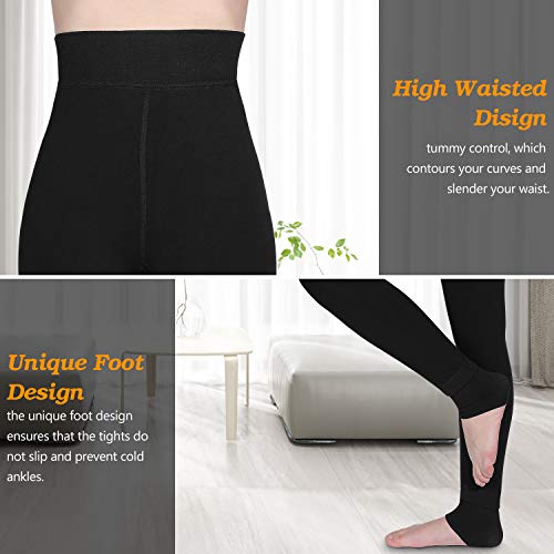 XDDIAS 2 Pares Leggings Térmicas Mujer, Negro Cálidas de Invierno Leggings para Mujer Terciopelo Elástico Mallas Pantalon Termico(Talla única)