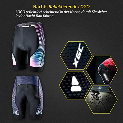 XGC Pantalones cortos de ciclismo para mujer, pantalones cortos de ciclismo para mujer, elásticos, esponja 4D, acolchado de asiento con una alta densidad