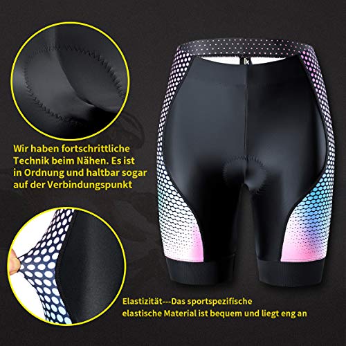 XGC Pantalones cortos de ciclismo para mujer, pantalones cortos de ciclismo para mujer, elásticos, esponja 4D, acolchado de asiento con una alta densidad