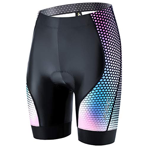 XGC Pantalones cortos de ciclismo para mujer, pantalones cortos de ciclismo para mujer, elásticos, esponja 4D, acolchado de asiento con una alta densidad