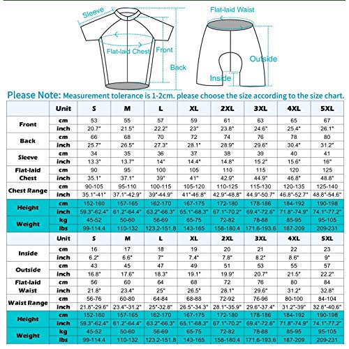 XIAKE Conjunto Ropa de Ciclismo Hombres, Verano Traje Ciclistas Maillot de Manga Corta y Culotte Pantalones Cortos Bicicleta