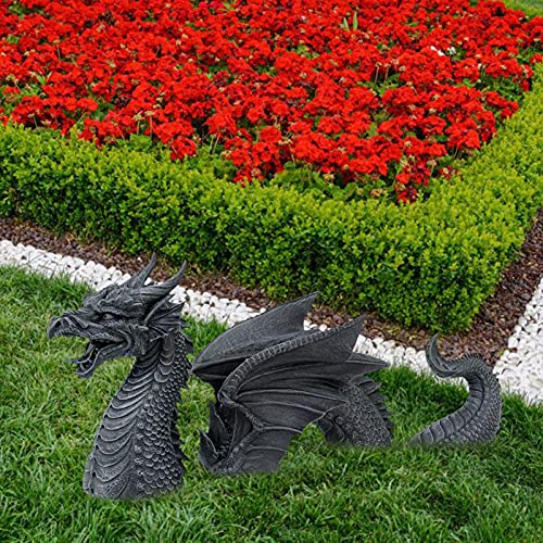 XIAMUSUMMER Hell Guardian Dragon Resin Statue - Dragon Guardian of Castle Gate Foso Esculturas de césped - Decoración de Pared para el hogar Interior al Aire Libre Amantes del dragón