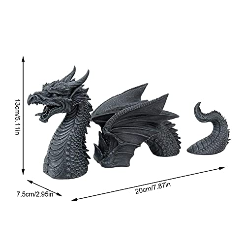 XIAMUSUMMER Hell Guardian Dragon Resin Statue - Dragon Guardian of Castle Gate Foso Esculturas de césped - Decoración de Pared para el hogar Interior al Aire Libre Amantes del dragón