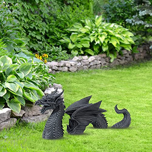 XIAMUSUMMER Hell Guardian Dragon Resin Statue - Dragon Guardian of Castle Gate Foso Esculturas de césped - Decoración de Pared para el hogar Interior al Aire Libre Amantes del dragón