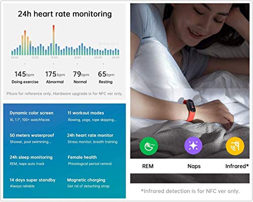 Xiaomi Nuevo Band 5 - Monitor de frecuencia cardíaca, Monitor de sueño, 11 Modos de Entrenamiento, 50 Metros a Prueba de Agua, Negro