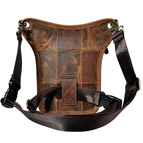 Xieben Vintage Cintura Bolsa de Cuero Gota Pierna Bolsa para Hombres Mujeres Bolso Multifuncional Militar Táctico Moto Bicicleta Jinete Ciclismo Senderismo Deportes Camping Montar DeepBrown