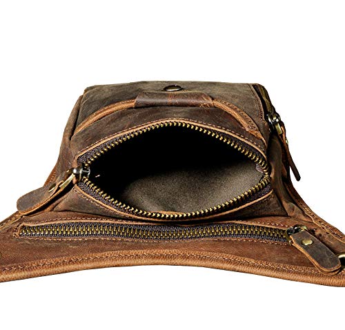 Xieben Vintage Cintura Bolsa de Cuero Gota Pierna Bolsa para Hombres Mujeres Bolso Multifuncional Militar Táctico Moto Bicicleta Jinete Ciclismo Senderismo Deportes Camping Montar DeepBrown