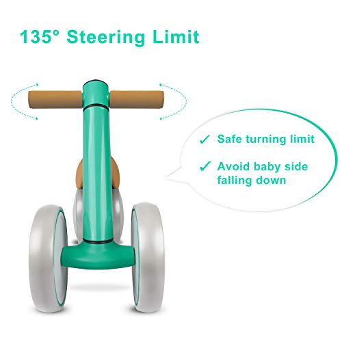 XJD Bicicleta de Equilibrio para Bebés 10-36 Meses sin Pedales con 4 Ruedas Ultraligera y Primera Bicicleta de Juguete para Niños Pequeños Verde 