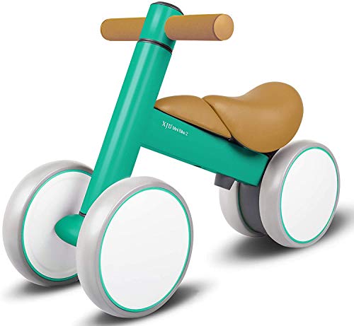 XJD Bicicleta de Equilibrio para Bebés 10-36 Meses sin Pedales con 4 Ruedas Ultraligera y Primera Bicicleta de Juguete para Niños Pequeños (Verde)