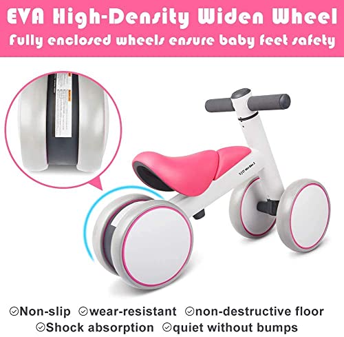 XJD Bicicleta de Equilibrio para Bebés 10-36 Meses sin Pedales con 4 Ruedas Ultraligera y Primera Bicicleta de Juguete para Niños Pequeños（Rosa）