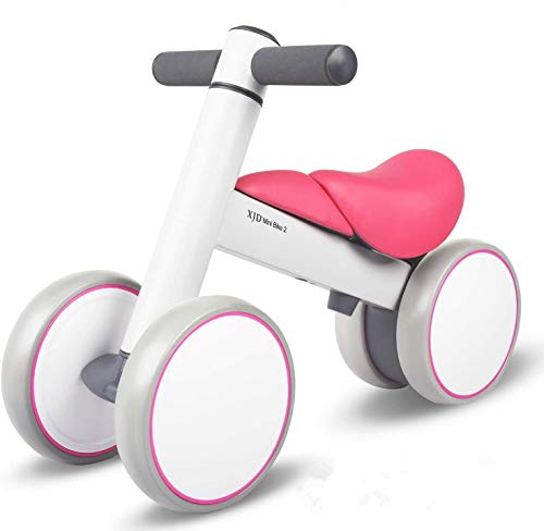 XJD Bicicleta de Equilibrio para Bebés 10-36 Meses sin Pedales con 4 Ruedas Ultraligera y Primera Bicicleta de Juguete para Niños Pequeños（Rosa）