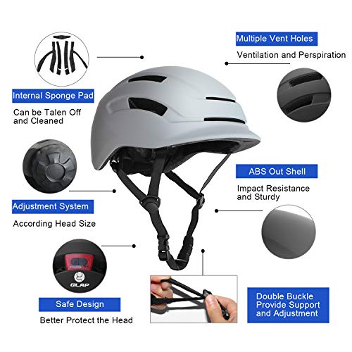 XJD Casco de Bicicleta para Adultos Protección de Bici Ciclismo USB Recargable Luz Urban Commuter Ligero Casco de Multideporte con Certificado CE Tamaño Ajustable para Hombres y Mujeres (Gris, M)