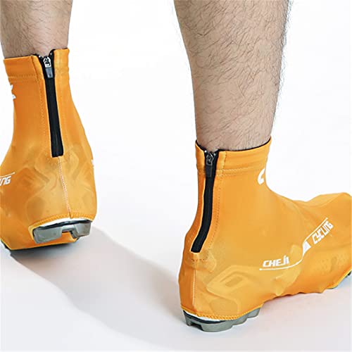 XJST Cubierta De Zapato De Ciclismo De Carretera, Esposas De Lluvia Deportivas Al Aire Libre, para Hombres, Mujeres, Botines De Bicicleta De Montaña, Adecuados para El Verano,Naranja,L