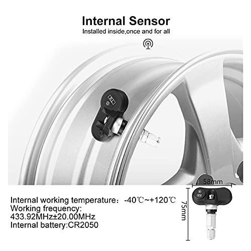 XKSO-QPTY Monitoreo de presión de los neumáticos Solar TMPS AUTOMÁTECURA AUTOMÁTICA Wireless Sensor DE PRESIÓN DE LOS ANTERIORES USB Digital LCD Mostrar Sistema de monitoreo de presión de neumáticos