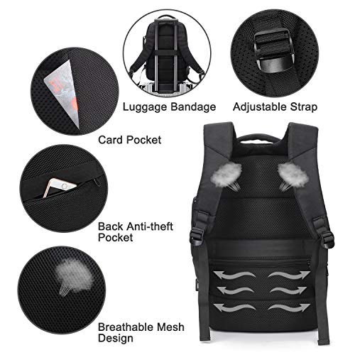 Xnuoyo 15.6 Pulgadas Antirrobo Mochila Portátil, Mochila Ordenador Portatil Resistente al Agua con Carga USB y Puerto para Auriculares, Mochila de Negocios, Mochilas Escolares para Hombres/Mujeres