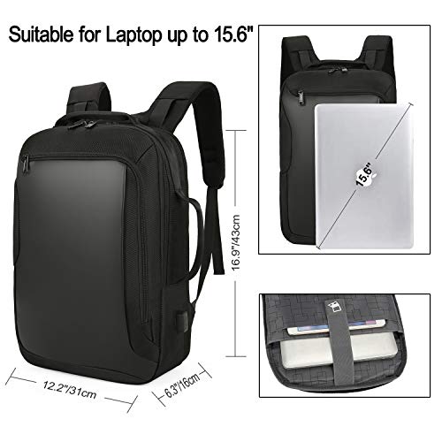 Xnuoyo 15.6 Pulgadas Antirrobo Mochila Portátil, Mochila Ordenador Portatil Resistente al Agua con Carga USB y Puerto para Auriculares, Mochila de Negocios, Mochilas Escolares para Hombres/Mujeres