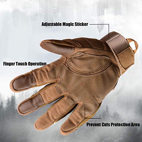 Xnuoyo Goma nudillo Duro Dedo Completo y Medio Dedo Guantes de Pantalla táctil para Motocicleta Ciclismo Caza Escalada Acampar marrón XL