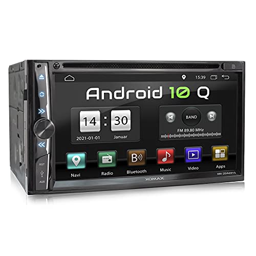 XOMAX XM-2DA6915 Radio de Coche con Android 10 I Quad Core, 2GB RAM, 32GB ROM I GPS I Soporte WiFi, 3G, 4G, Dab+, OBD2 I Bluetooth I 6,9" Pantalla Táctil I DVD, CD, USB, SD, RDS I 2 DIN