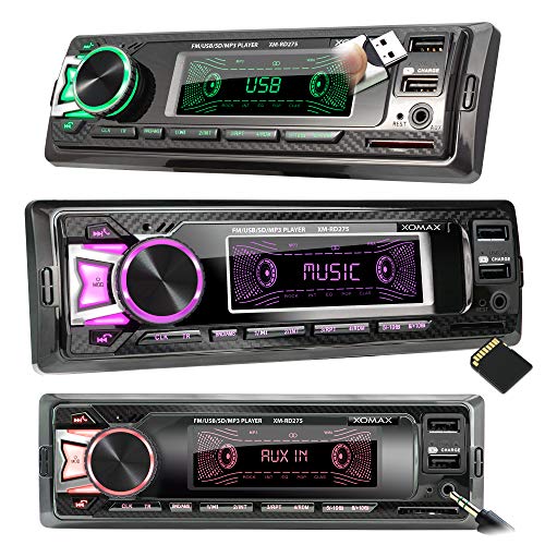 XOMAX XM-RD275 Autoradio Radio de Coche con Dab+ Radio Tuner I Bluetooth Manos Libres y música I USB y SD (128 GB por Medio) I WMA WAV I AUX-IN I DIN 1 I Marco Integrado