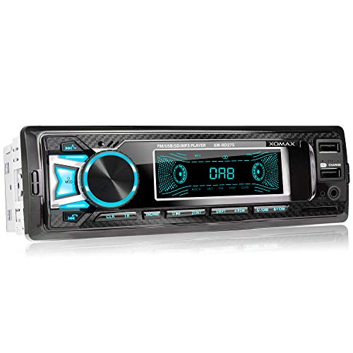 XOMAX XM-RD275 Autoradio Radio de Coche con Dab+ Radio Tuner I Bluetooth Manos Libres y música I USB y SD (128 GB por Medio) I WMA WAV I AUX-IN I DIN 1 I Marco Integrado