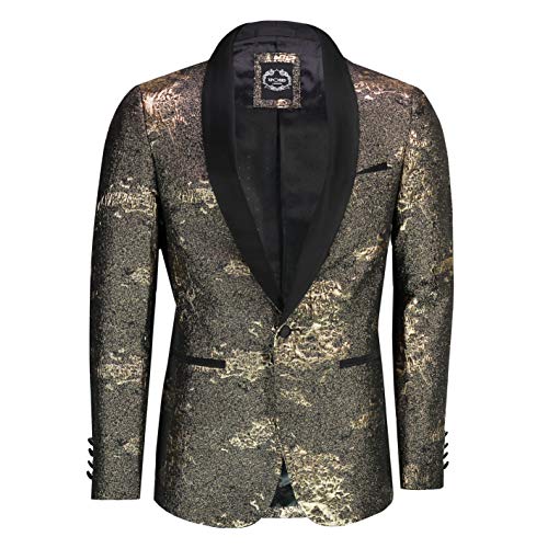 Xposed Los Hombres del Brillo del Oro Tuxedo Funky Blazer [TUX-H398-GOLD-44,54EU]