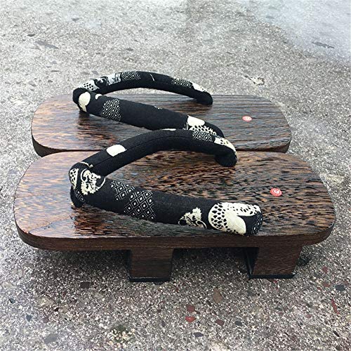 XPuing Men Stage Performance Geta Zapatillas de madera japonesas Zuecos Chanclas Sandalias Zapatos Negro Negro (105