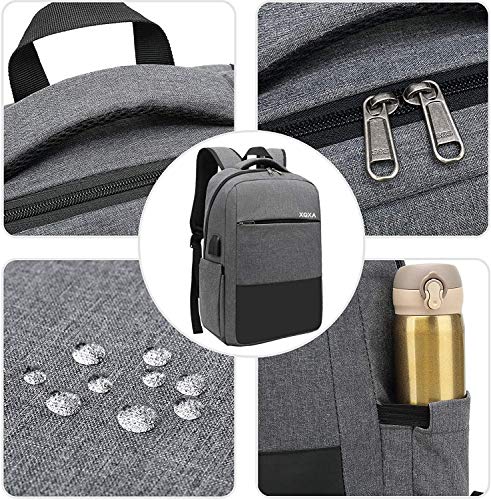 XQXA Mochila para Ordenador portátil con Puerto de Carga USB y Puerto para Auriculares,Mochila Hombre para Estudiantes de Colegio y Universidad, Compatible con portátil de 15,6 Pulgadas