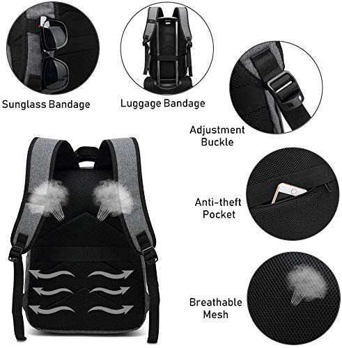 XQXA Mochila para Ordenador portátil con Puerto de Carga USB y Puerto para Auriculares,Mochila Hombre para Estudiantes de Colegio y Universidad, Compatible con portátil de 15,6 Pulgadas