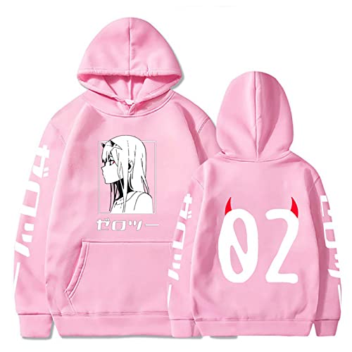 XSLGOGO Anime Darling in The Franxx Sudadera con Capucha Zero Two Print Code 002 Sudadera con Capucha Zero Two Cosplay Traje Zero Two Jumper