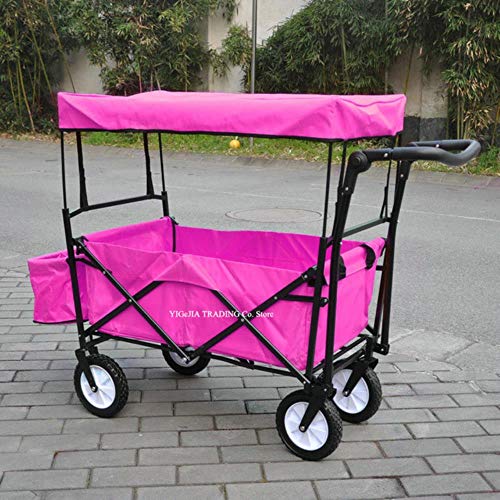 XTR Carrello da campeggio per esterni maniglione regolabile, carrello da campeggio per Picnic con parasole/pioggia, carrello pieghevole, 7