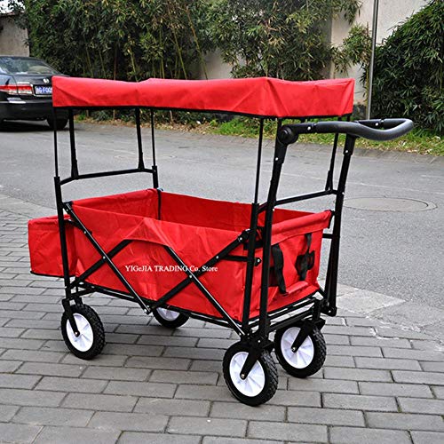 XTR Carrello da campeggio per esterni maniglione regolabile, carrello da campeggio per Picnic con parasole/pioggia, carrello pieghevole, 7