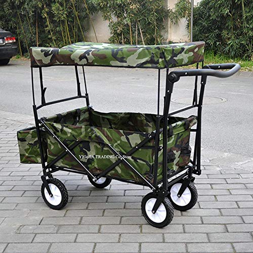 XTR Carrello da campeggio per esterni maniglione regolabile, carrello da campeggio per Picnic con parasole/pioggia, carrello pieghevole, 7