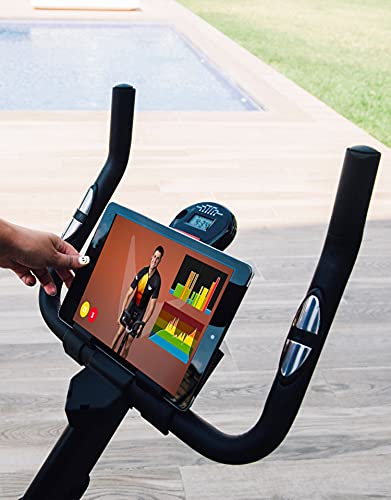 XTREM MAKER Bicicleta Spinning Estática de Fitness XBIKE-N con Pantalla LCD, Asiento y Sillín Ajustables. Silenciosa, Resistencia Regulable. Volante Inercia 13 kg, Soporte Móvil y Tableta