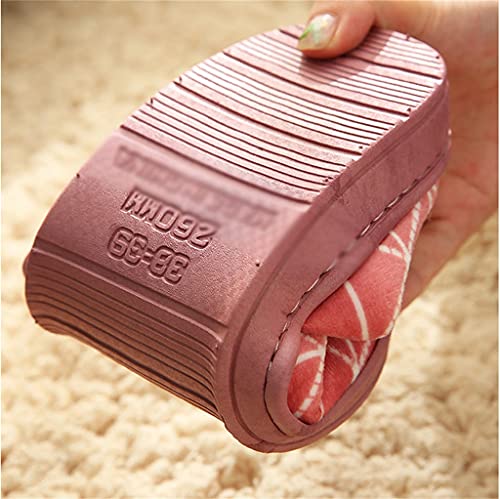 Xyzmdj Zapatillas Inicio Invierno Zapatillas cálidas para mujer Zapatillas antideslizantes de algodón para interiores con parte inferior del tendón (Color : B, Size : 38)