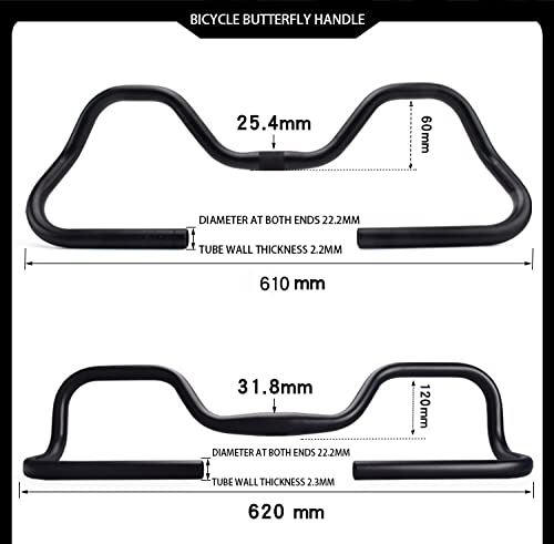 XZZ Manillar Manillar de Bicicleta Manillar de Mariposa Manillar para Bicicleta de Carretera de aleación de Aluminio 25.4MM/31.8MM Accesorios para Bicicleta