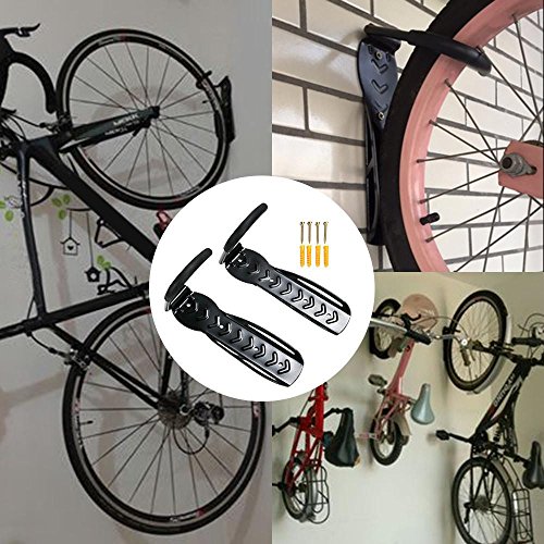 yahee 2 x SET ei-on – Soporte de pared bicicleta gancho pared retención de montaje con tornillos, color negro