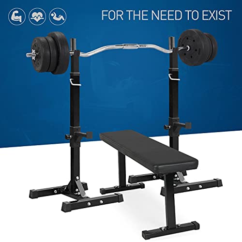 Yaheetech Soporte para Pesas Sentadillas Ajustable Soporte Pesas y Mancuernas Estante Barra Levantamiento Pesas Gimnasio MAX 200 KG