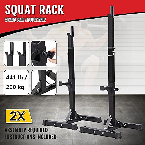 Yaheetech Soporte para Pesas Sentadillas Ajustable Soporte Pesas y Mancuernas Estante Barra Levantamiento Pesas Gimnasio MAX 200 KG