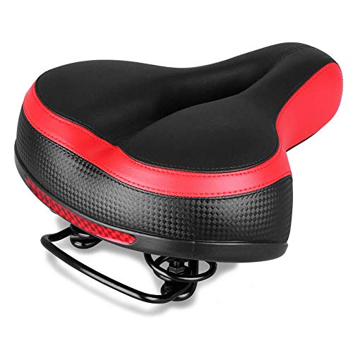 YAMMY Asiento de Bicicleta Sillín de Bicicleta, 260 x 210 mm Sillín de suspensión de Resorte Doble para MTB Road Cómodo Ciclista Cojín de Asiento Ancho Suave con (Bicicletas estáticas)